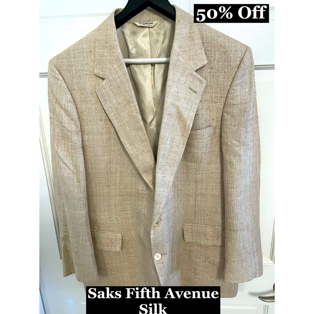 Saks Fifth Avenue Pure Silk Blazer Sz 46 Made in USA Perfect!